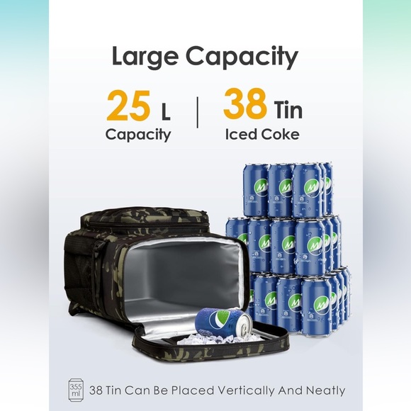 Leak Proof Cooler Backpack, Large Capacity Soft Cooler Bag with Top Handles